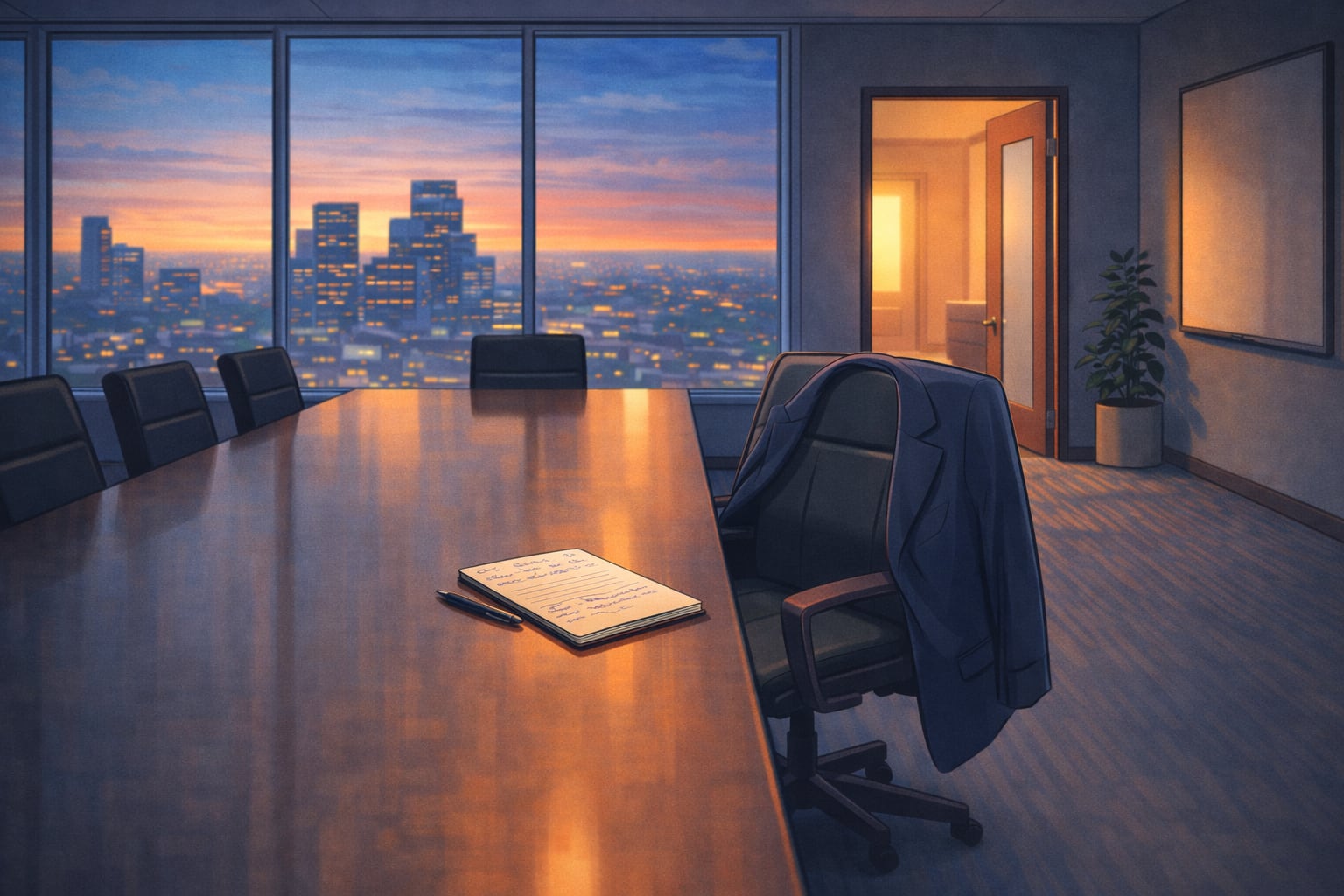 02 - Twilight office setting with a chair